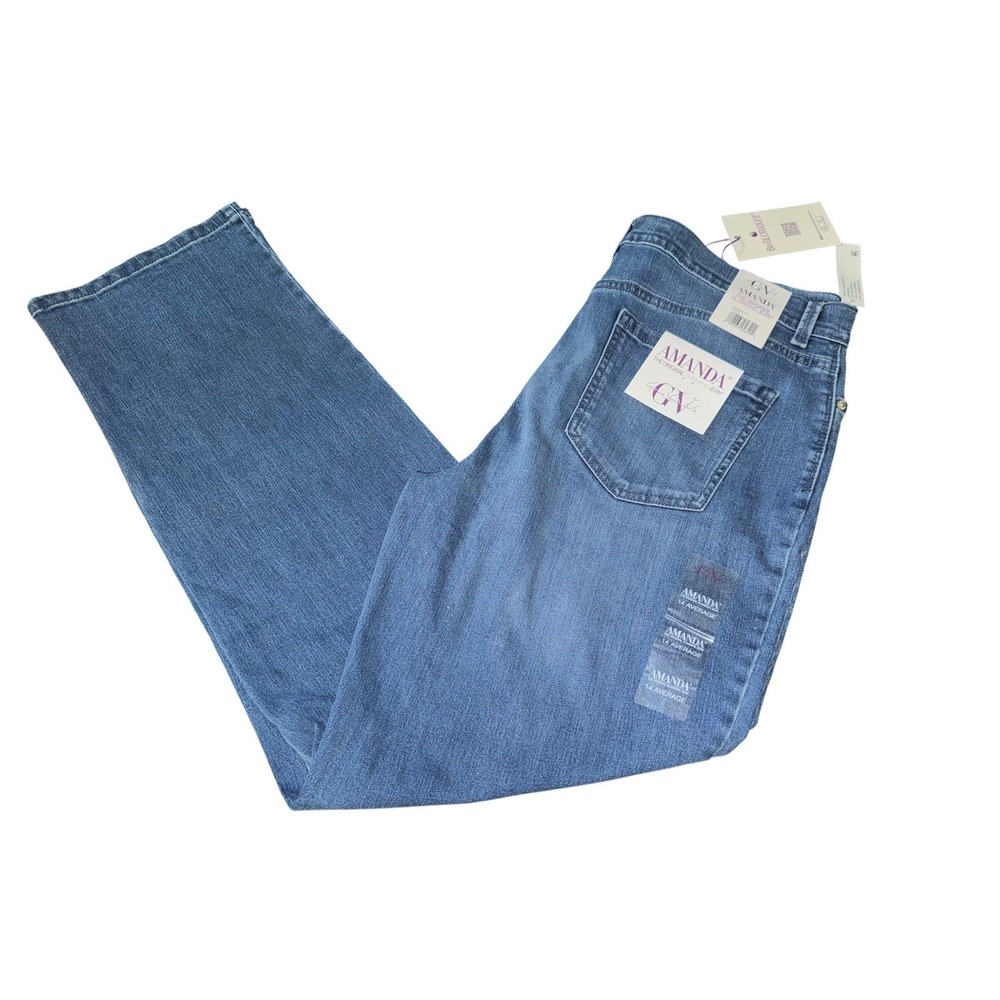 Gloria Vanderbilt Amanda Slimming Jeans Frisco Blue Tapered Leg Womens 14 Ave‎